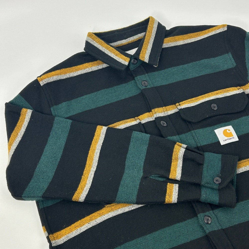 Carhartt WIP Bowman‎ Shirt Mens M Black Stripes Long Sleeve Flannel Workwear